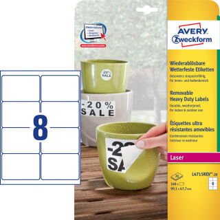 AVERY Zweckform wetterfeste Folienetiketten L4715REV-20 weiß 99,1 x 67,7 mm, 20 Blatt