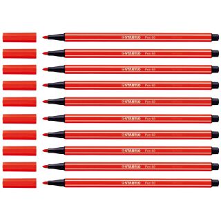 STABILO Pen 68 Filzstifte rot, 10 St.