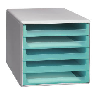 M&M Schubladenbox  aquamarin-transparent 30050914, DIN A4 mit 5 Schubladen