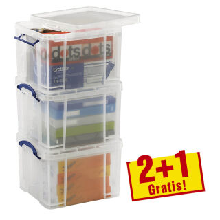 2 + 1 GRATIS: Really Useful Box Aufbewahrungsboxen 2x 35,0 l transparent 48,0 x 39,0 x 31,0 cm, 2 St. + GRATIS 1 St.