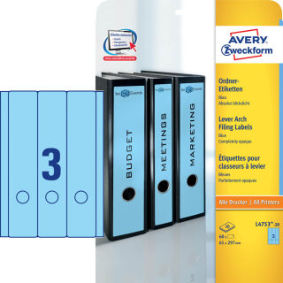 AVERY Zweckform Ordneretiketten L4753-20 blau, 20 Blatt