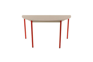 SODEMATUB Mehrzwecktisch lichtgrau, rot halbrund, Vierkantrohr rot, 140,0 x 70,0 x 74,0 cm