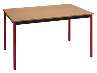 SODEMATUB Mehrzwecktisch buche, rot rechteckig, Vierkantrohr rot, 140,0 x 70,0 x 74,0 cm