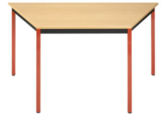 SODEMATUB Mehrzwecktisch buche, rot Trapezform, Vierkantrohr rot, 70,0/140,0 x 70,0 x 74,0 cm