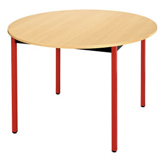 SODEMATUB Mehrzwecktisch buche, rot rund, Vierkantrohr rot, 110,0 x 110,0 x 74,0 cm