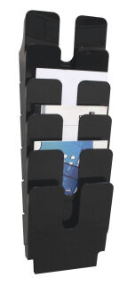 DURABLE Wandprospekthalter Flexiplus schwarz DIN A4 hoch 6 Fächern 24,7 x 10,0 x 74,5 cm, 1 St.