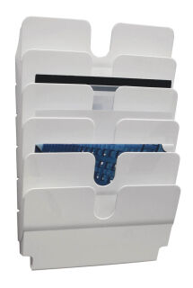 DURABLE Wandprospekthalter Flexiplus weiß DIN A4 quer 6 Fächern 34,0 x 10,0 x 52,0 cm, 1 St.