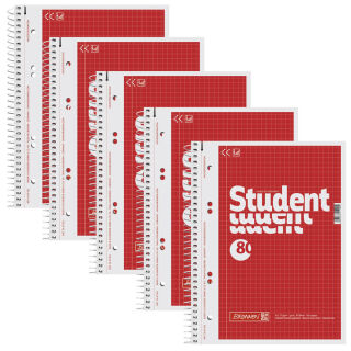 BRUNNEN Collegeblöcke Student Kleinformat kariert DIN A5 Innenrand, 5 Blöcke