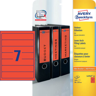 AVERY Zweckform Ordneretiketten L4762-20 rot, 20 Blatt