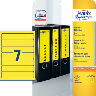 AVERY Zweckform Ordneretiketten L4765-20 gelb, 20 Blatt