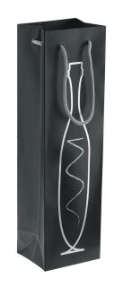 VP Geschenktüten für Flaschen bottle bag schwarz/silber 9,5 x 38,0 cm, 25 St.