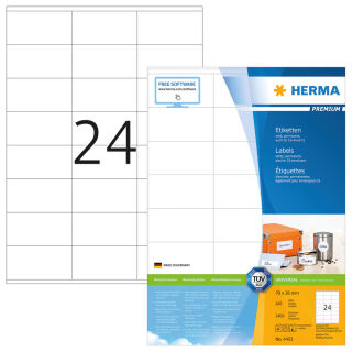HERMA Etiketten 4453 weiß 70,0 x 36,0 mm, 100 Blatt