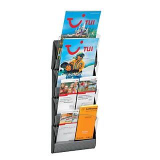 PAPERFLOW Wandprospekthalter Integral silber DIN A5, DIN lang 4 Fächern 23,2 x 7,0 x 69,0 cm, 1 St.