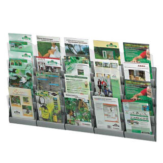 PAPERFLOW Wandprospekthalter Integral silber DIN A4 20 Fächern 116,0 x 9,0 x 73,0 cm, 5 St.