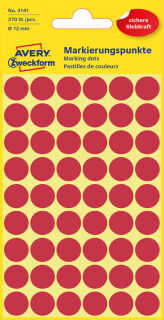 AVERY Zweckform Klebepunkte 3141 rot Ø 12,0 mm, 270 St.