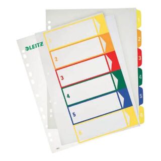 LEITZ Ordnerregister 1292 DIN A4 Vollformat, Überbreite 1-6 farbig 6-teilig, 1 Satz