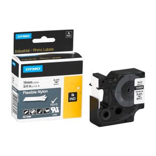 DYMO Schriftband RHINO  18489, 19 mm, schwarz auf weiß, 1 St.