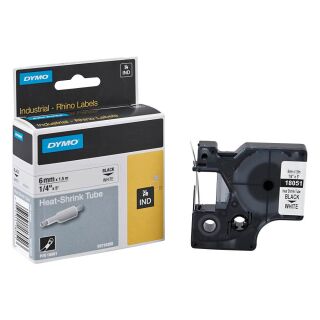 DYMO Schrumpfschlauch RHINO  18051, 6 mm, schwarz auf weiß, 1 St.