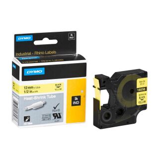 DYMO Schrumpfschlauch RHINO  18056, 12 mm, schwarz auf gelb, 1 St.