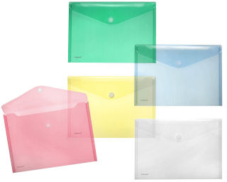 10 FolderSys Dokumententaschen DIN A4 farbsortiert glatt 0,20 mm
