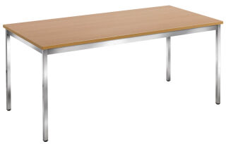 SODEMATUB Mehrzwecktisch buche rechteckig, Vierkantrohr chrom, 160,0 x 80,0 x 74,0 cm