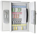 WEDO Schlüsseltresor lichtgrau mit 32 Haken, Elektronik- und Standardschloss, 30,0 x 8,0 x 45,0 cm, 1 St.