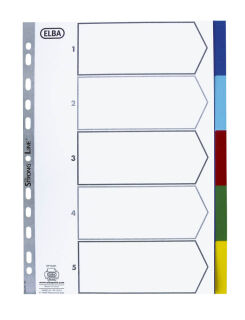 OXFORD Ordnerregister DIN A4 Vollformat blanko farbig 5-teilig, 1 Satz
