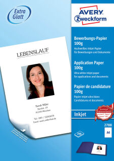 AVERY Zweckform Inkjetpapier InkJet Bewerbungspapier  DIN A4 100 g/qm 200 Blatt