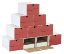 Top-Print Archivboxen weiß/rot 24,4 x 32,1 x 18,5...