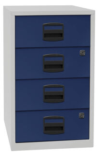 BISLEY Home Standcontainer lichtgrau, oxfordblau 4 Auszüge Kunststoff-Muldengriff schwarz 41,3 x 40,0 x 67,2 cm