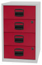 BISLEY Home Standcontainer lichtgrau, kardinalrot 4 Auszüge Kunststoff-Muldengriff schwarz 41,3 x 40,0 x 67,2 cm
