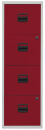 BISLEY Home PFA 4 Hängeregistraturschrank lichtgrau, kardinalrot 4 Schubladen 41,3 x 40,0 x 132,1 cm, 1 St.