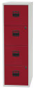 BISLEY Home PFA 4 Hängeregistraturschrank lichtgrau, kardinalrot 4 Schubladen 41,3 x 40,0 x 132,1 cm, 1 St.