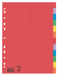 bene Ordnerregister DIN A4 Vollformat blanko farbig 12-teilig, 1 Satz