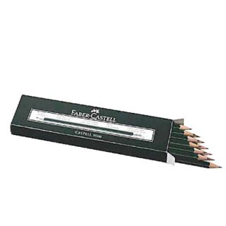 FABER-CASTELL 9000 Bleistifte B grün mit Radierer, 12 St.