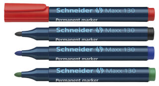 Schneider Maxx 130 Permanentmarker farbsortiert 1,0 - 3,0 mm, 4 St.