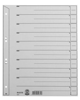 LEITZ Trennblätter 1654 DIN A4 1-0 grau, 200 g/qm, 100 St.