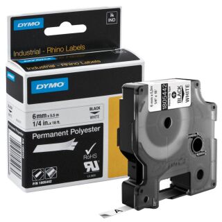DYMO Schriftband RHINO  1805442, 6 mm, schwarz auf weiß, 1 St.