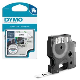 DYMO Schriftband D1 16957 S0718040, 12 mm, schwarz auf weiß, 1 St.