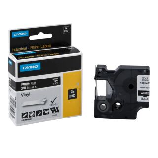 DYMO Schriftband RHINO  1805437, 9 mm, weiß auf schwarz, 1 St.