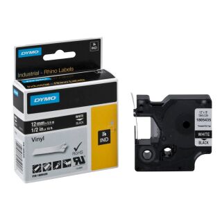 DYMO Schriftband RHINO  1805435, 12 mm, weiß auf schwarz, 1 St.