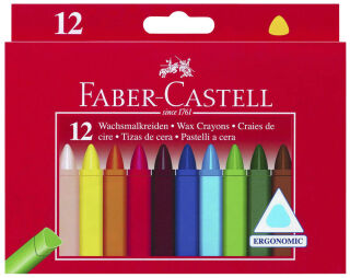 FABER-CASTELL Triangular Wachsmalstifte farbsortiert, 12 St.