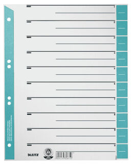 LEITZ Trennblätter 1652 DIN A4 1-0 hellblau, 230 g/qm, 100 St.