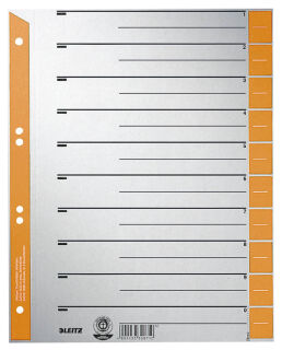 LEITZ Trennblätter 1652 DIN A4 1-0 orange, 230 g/qm, 100 St.