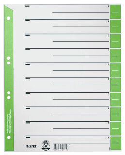 LEITZ Trennblätter 1652 DIN A4 1-0 grün, 230 g/qm, 100 St.