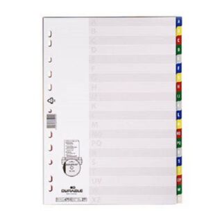 DURABLE Ordnerregister DIN A4 Vollformat A-Z blau, gelb, rot, grün, grau 20-teilig, 1 Satz
