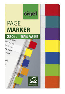SIGEL transparent Haftmarker farbsortiert 7x 40 Streifen