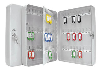 WEDO Schlüsselkasten lichtgrau mit 110 Haken, Sicherheitsschloss, 28,0 x 8,0 x 37,0 cm, 1 St.