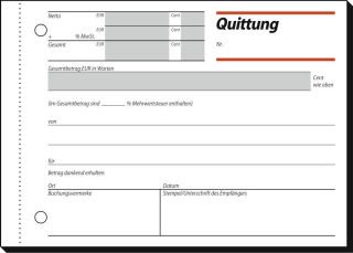 SIGEL Quittung, MwSt. separat ausgewiesen Formularbuch QU615, 1 St.