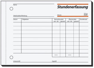 SIGEL Stundenerfassung Formularbuch ST615, 1 St.